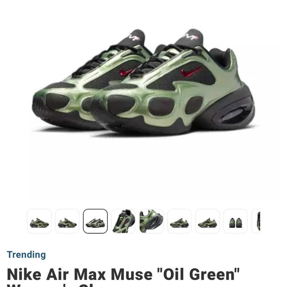 Women’s Nike Air Max Muse in Green with Red Accents